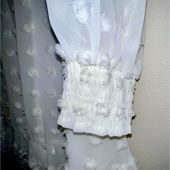 SHEIN Swiss Dot Lace Trim-Shirred Cuff Dress. - Picture 11 of 12